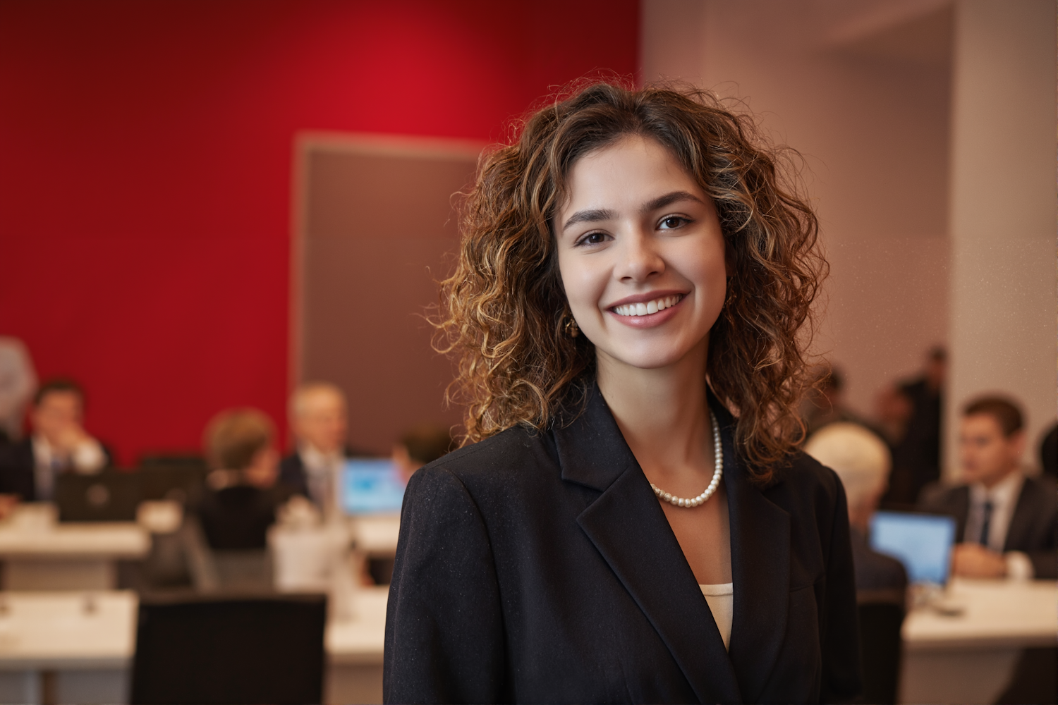 Real people networking at a professional event to illustrate networking and connecting with KFC employees on LinkedIn.