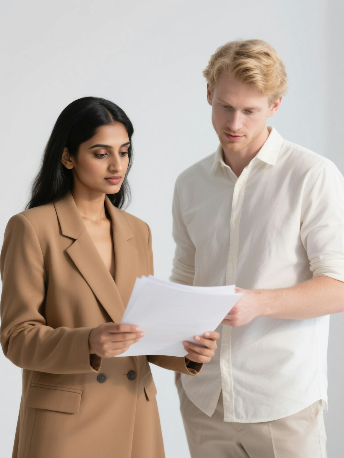 A person reviews a document, representing the careful consideration of a remote sales compensation package, including On-Target Earnings (OTE).